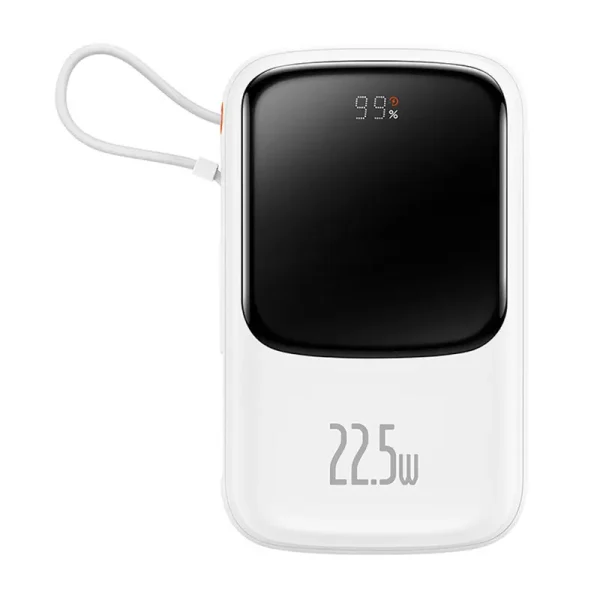 Powerbank Baseus Qpow Pro with USB-C cable, USB-C, USB, 10000mAh, 22.5W (white) - Image 2