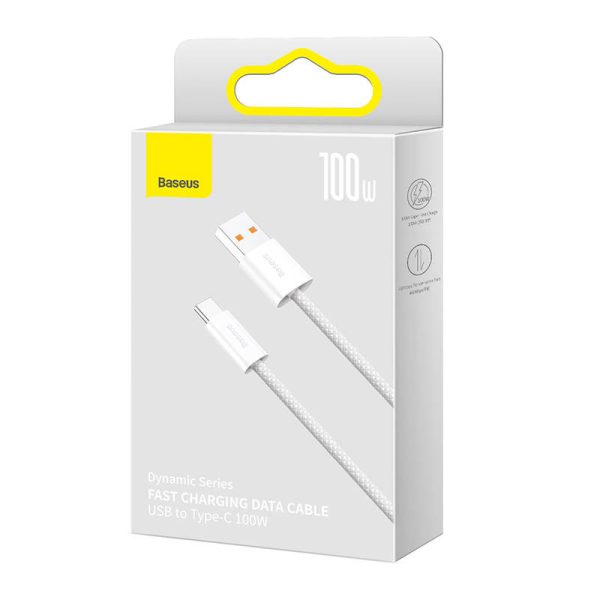 Cable USB to USB-C Baseus Dynamic Series, 100W, 2m (white) - Image 5
