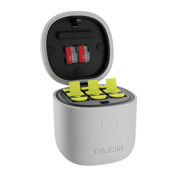 Allin box Telesin waterproof three-channel charger + 2 batteries for GoPro Hero 12 / Hero 11 / Hero 10 / Hero 9 (GP-BTR-905-GY-B) - Image 3