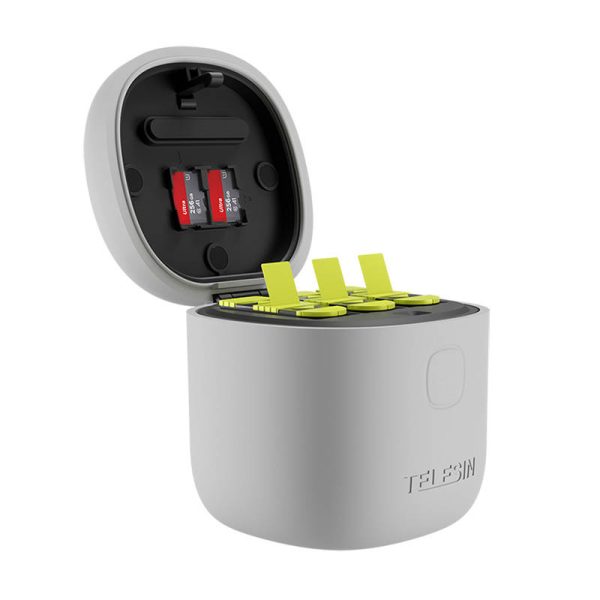 3-slot waterproof charger Telesin Allin box for GoPro Hero 9 / Hero 10 / Hero 11 / Hero 12 + 3 batteries (GP-BTR-906-GY-B) - Image 4