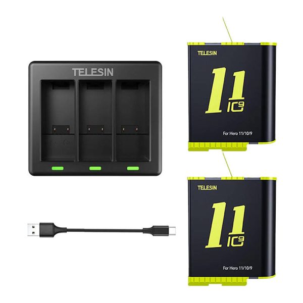 Telesin three-channel charger + 2 batteries for GoPro Hero 9 / 10 / 11 / 12 (GP-BTR-903-B) - Image 5