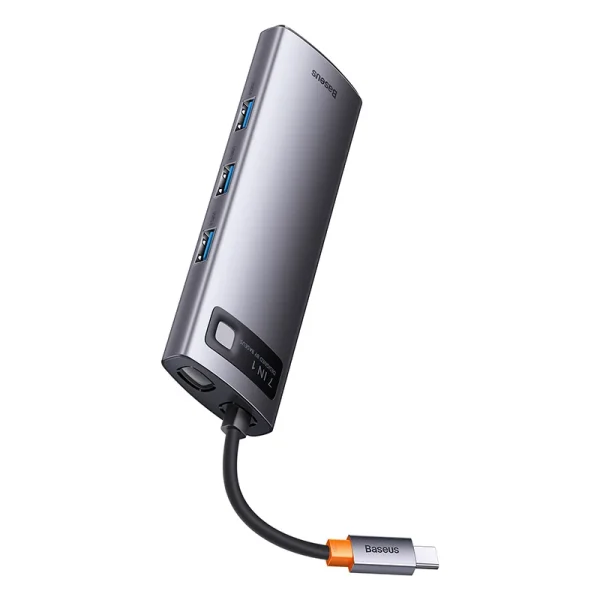Hub 7in1 Baseus Metal Gleam Series, USB-C to 3x USB 3.0 + 2x HDMI + USB-C PD + Ethernet RJ45 - Image 3