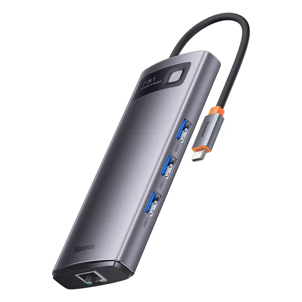 Hub 7in1 Baseus Metal Gleam Series, USB-C to 3x USB 3.0 + HDMI + USB-C PD + VGA + Ethernet RJ45 - Image 2