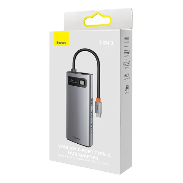 Hub 7in1 Baseus Metal Gleam Series, USB-C to 3x USB 3.0 + HDMI + USB-C PD + VGA + Ethernet RJ45 - Image 6