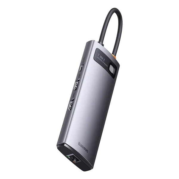 Hub 7in1 Baseus Metal Gleam Series, USB-C to 3x USB 3.0 + HDMI + USB-C PD + VGA + Ethernet RJ45 - Image 3
