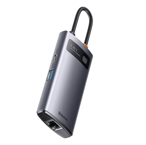 Hub 4in1 Baseus Metal Gleam Series, USB-C to 3x USB 3.0 + Ethernet RJ45 - Image 3