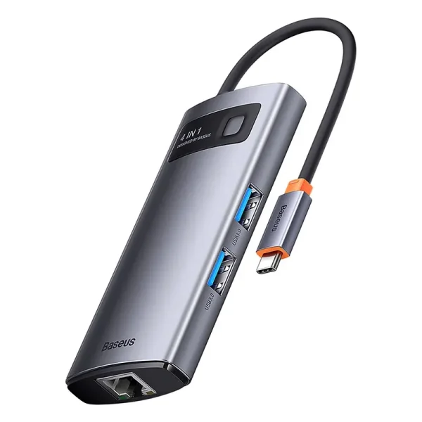 Hub 4in1 Baseus Metal Gleam Series, USB-C to 3x USB 3.0 + Ethernet RJ45 - Image 2