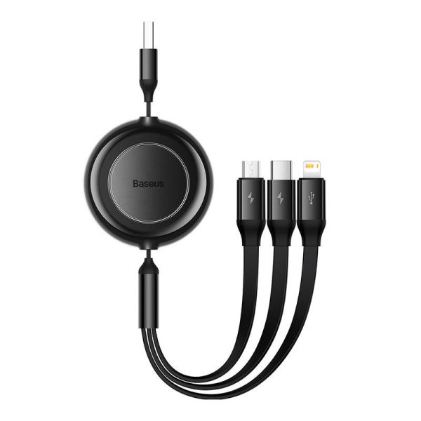 Baseus Bright Mirror 2, USB 3-in-1 cable for micro USB / USB-C / Lightning 3.5A 1.1m (Black) - Image 2