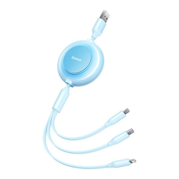 Baseus Bright Mirror 2, USB 3-in-1 cable for micro USB / USB-C / Lightning 3.5A 1.1m (Sky blue) - Image 5