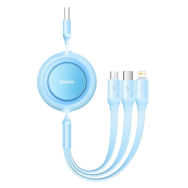 Baseus Bright Mirror 2, USB 3-in-1 cable for micro USB / USB-C / Lightning 3.5A 1.1m (Sky blue) - Image 2