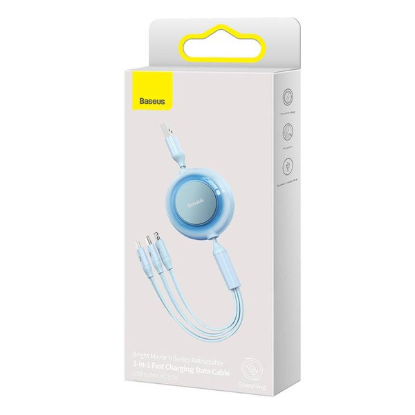 Baseus Bright Mirror 2, USB 3-in-1 cable for micro USB / USB-C / Lightning 3.5A 1.1m (Sky blue) - Image 6