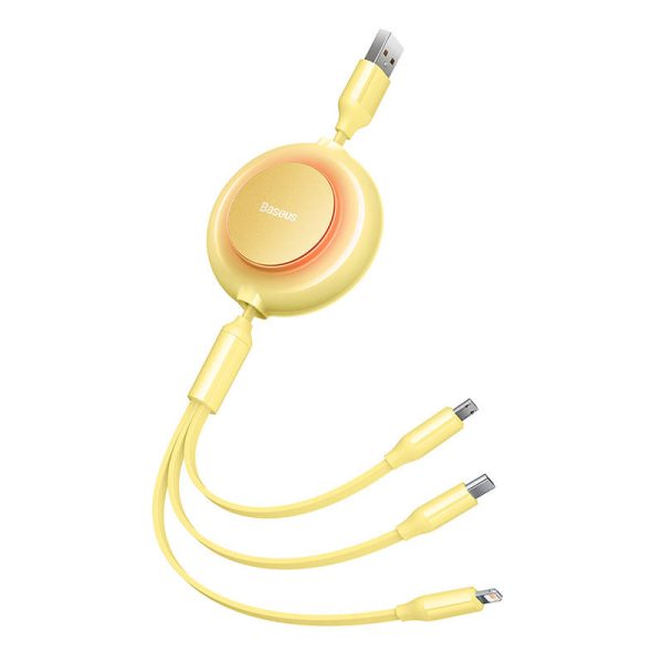 Baseus Bright Mirror 2, USB 3-in-1 cable for micro USB / USB-C / Lightning 3.5A 1.1m (Yellow) — изображение 6