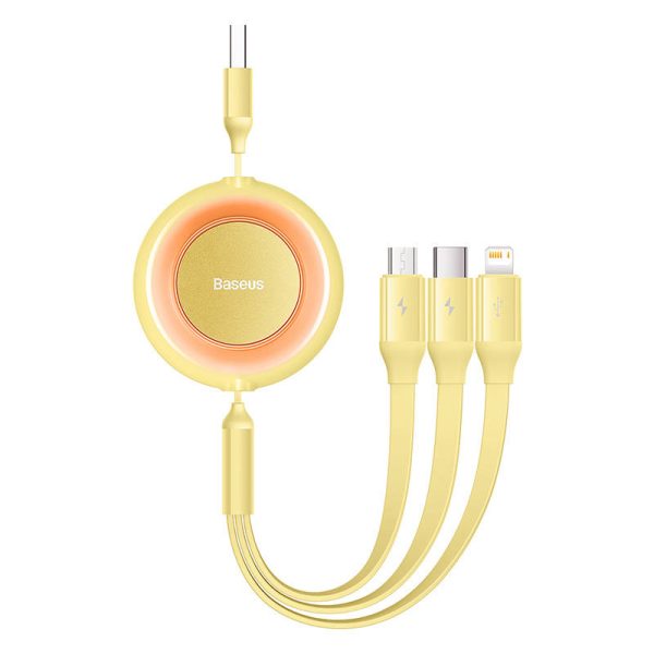 Baseus Bright Mirror 2, USB 3-in-1 cable for micro USB / USB-C / Lightning 3.5A 1.1m (Yellow) — изображение 2
