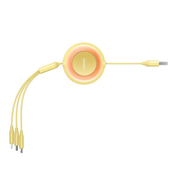 Baseus Bright Mirror 2, USB 3-in-1 cable for micro USB / USB-C / Lightning 3.5A 1.1m (Yellow) — изображение 3