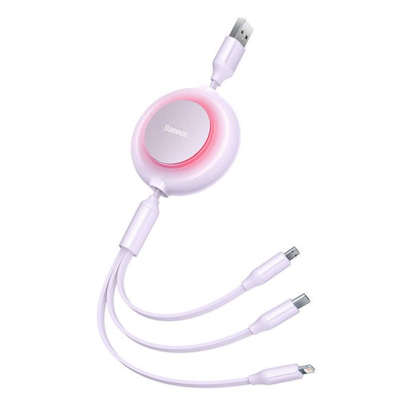 Baseus Bright Mirror 2, 3-in-1  USB 3-in-1 cable for micro USB / USB-C / Lightning 3.5A 1.1m (Purple) - Image 6
