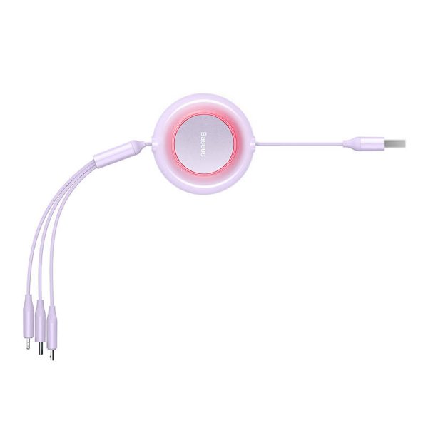 Baseus Bright Mirror 2, 3-in-1  USB 3-in-1 cable for micro USB / USB-C / Lightning 3.5A 1.1m (Purple) - Image 3