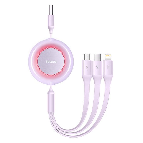 Baseus Bright Mirror 2, 3-in-1  USB 3-in-1 cable for micro USB / USB-C / Lightning 3.5A 1.1m (Purple) - Image 2