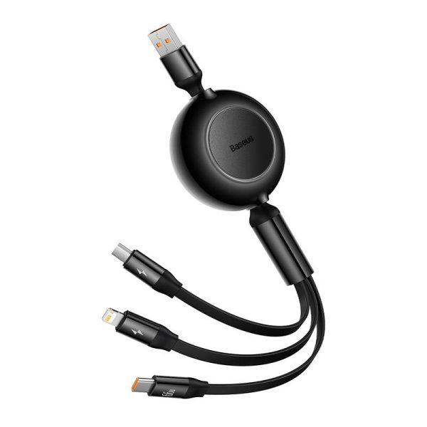 Baseus Bright Mirror 3, USB 3-in-1 cable for micro USB / USB-C / Lightning 66W / 2A 1.1m (Black) - Image 6