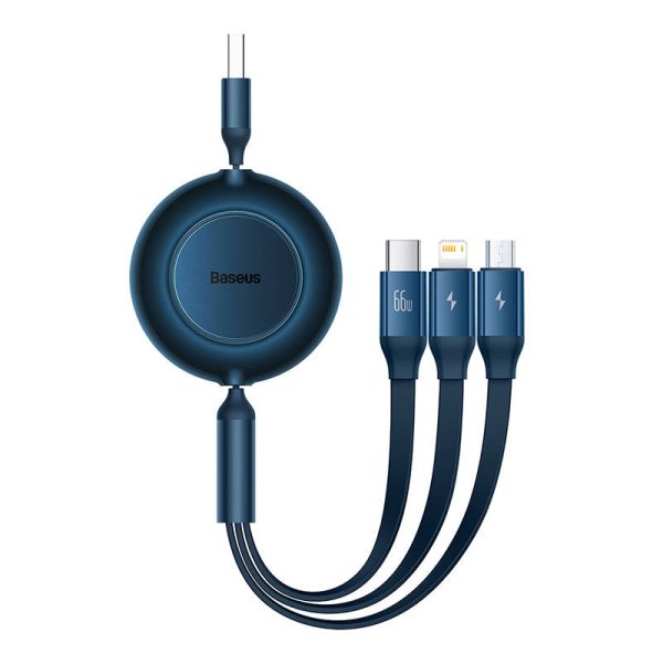 Baseus Bright Mirror 3, USB 3-in-1 cable for micro USB / USB-C / Lightning 66W / 2A 1.1m (Blue) - Image 2
