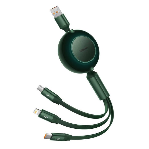Baseus Bright Mirror 3, USB 3-in-1 cable for micro USB / USB-C / Lightning 66W / 2A 1.1m (Green) - Image 6