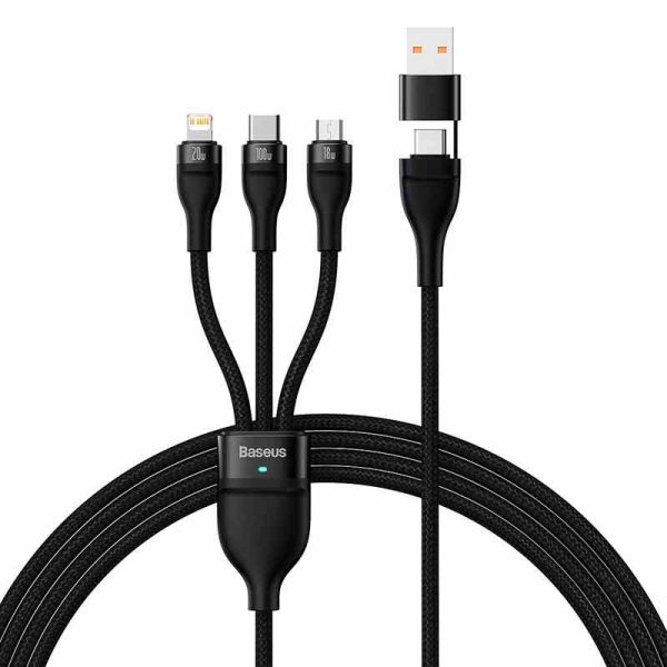 3in1 USB cable Baseus Flash Series 2, USB-C + micro USB + Lightning, 100W, 1.2m (black) - Image 6