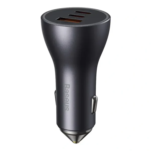 Car charger Baseus Golden Contactor Pro, 2x USB-C, 1x USB, 65W (grey) - Image 2