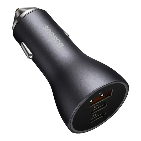 Car charger Baseus Golden Contactor Pro, 2x USB-C, 1x USB, 65W (grey) - Image 5