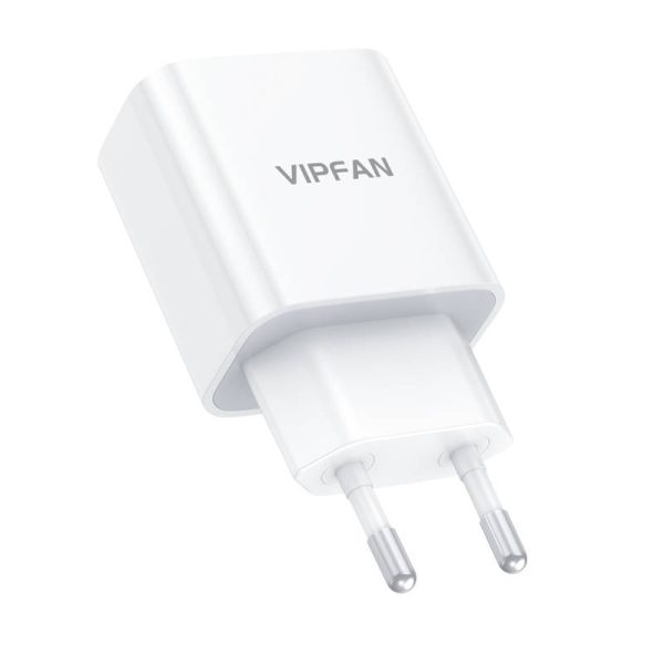 Wall charger VFAN E04, USB-C, 20W, QC 3.0 + Lightning cable (white) - Image 4