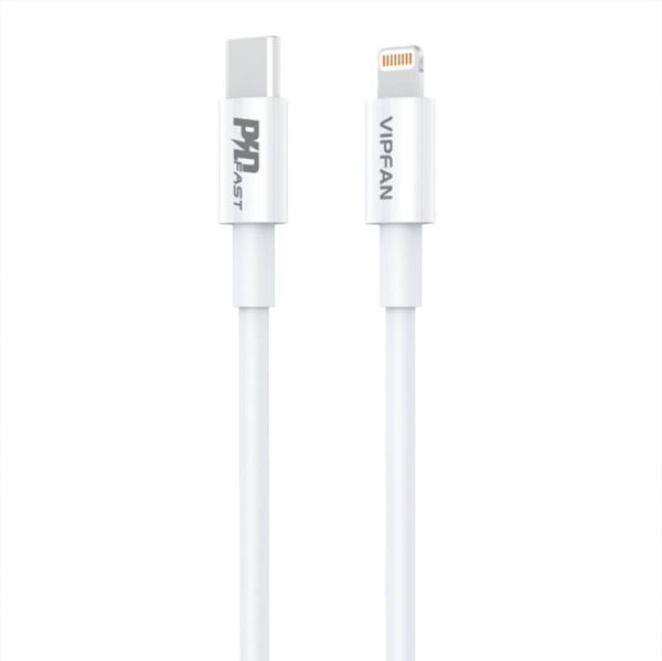 Wall charger VFAN E04, USB-C, 20W, QC 3.0 + Lightning cable (white) - Image 3