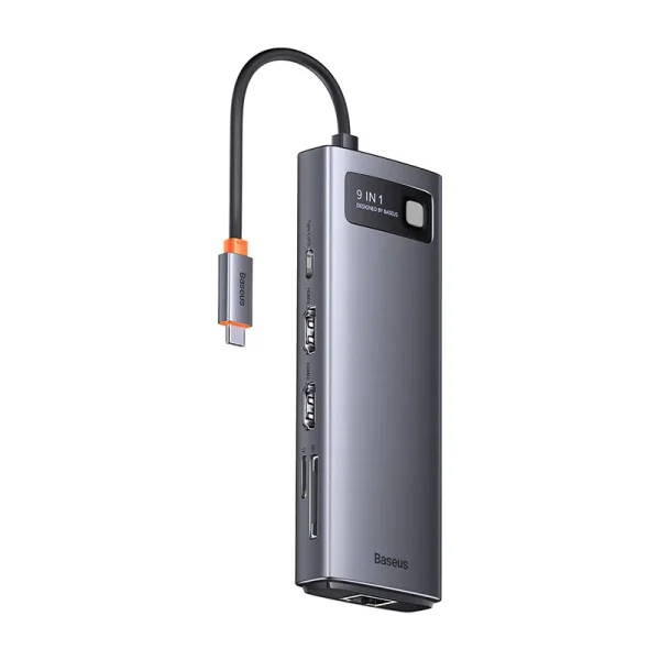 Hub 9in1 Baseus Metal Gleam Series, USB-C to 2x USB 3.0 + 2x HDMI + USB 2.0 + USB-C PD + Ethernet RJ45 + microSD/SD - Image 2