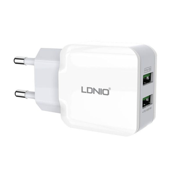 Wall charger LDNIO A2202, 2x USB, 12W (white) - Image 2