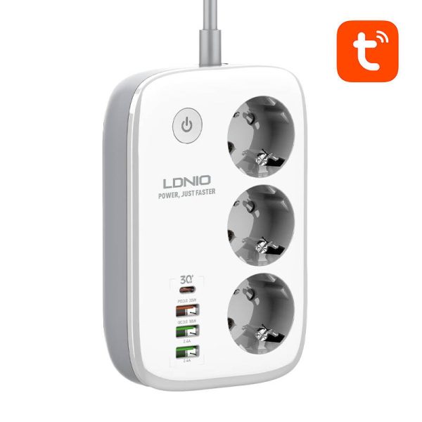 Smart Wi-Fi power strip LDNIO SEW3452, Tuya (white) - Image 3
