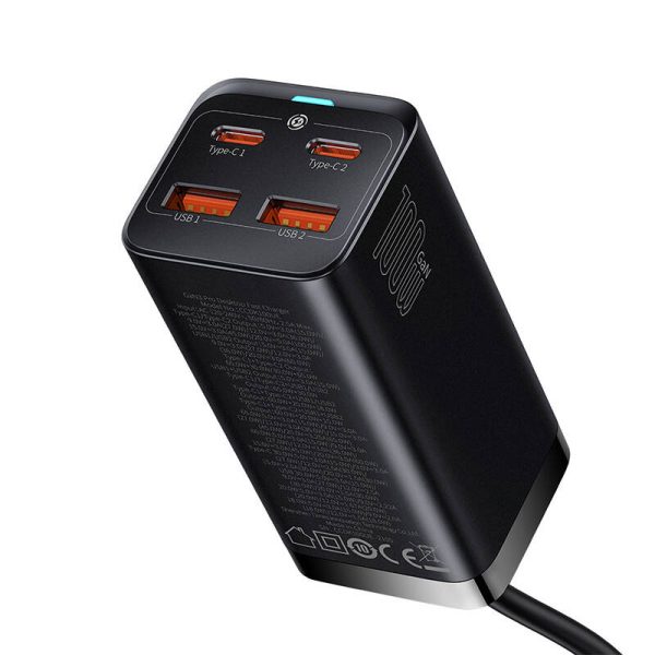 Baseus GaN3 Pro wall charger 2xUSB-C + 2xUSB, 100W (black) - Image 5