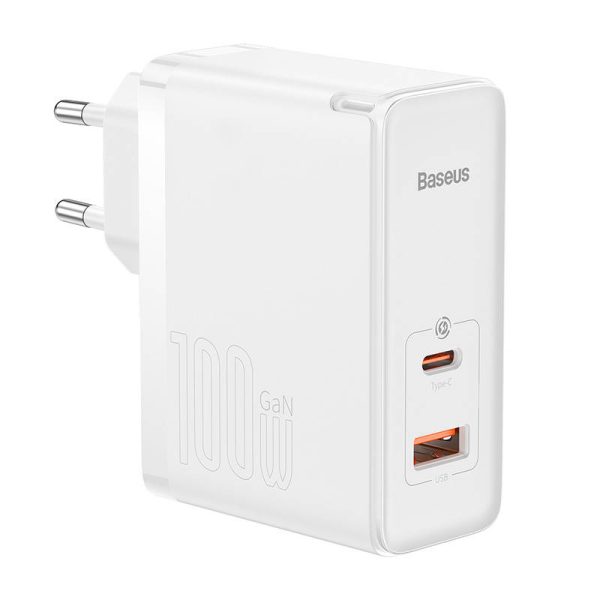Wall charger Baseus GaN5 Pro USB-C + USB, 100W + 1m cable (white) — изображение 2
