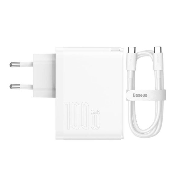 Wall charger Baseus GaN5 Pro USB-C + USB, 100W + 1m cable (white) — изображение 3