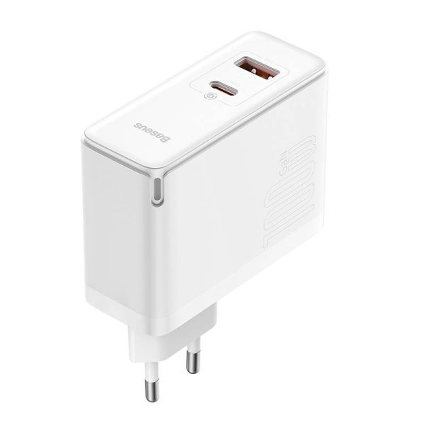 Wall charger Baseus GaN5 Pro USB-C + USB, 100W + 1m cable (white) — изображение 4