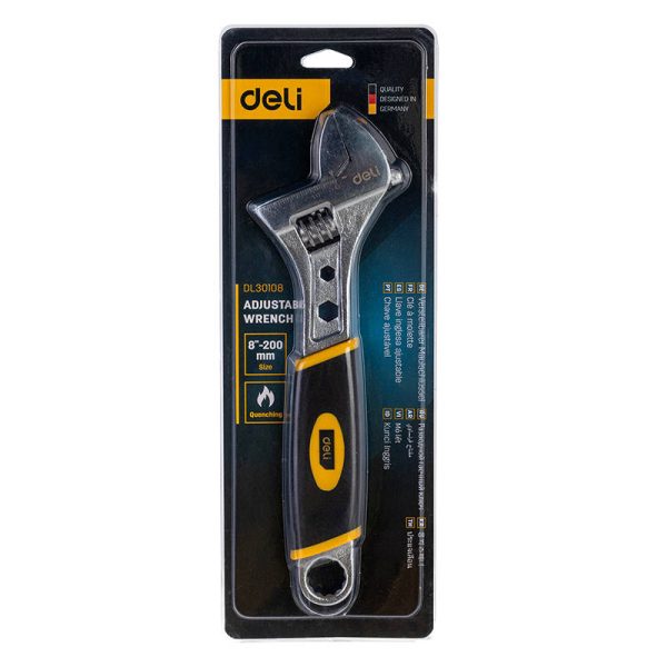 Adjustable Wrench with Plastic Handler Deli Tools EDL30108, 8" (silver) - Image 3