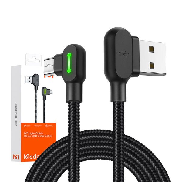 USB to Micro USB Cable Mcdodo CA-5280 LED, 3m (Black) - Image 3