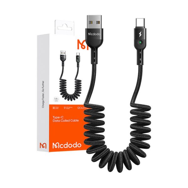 USB Spring Cable to USB-C Mcdodo Omega CA-6420 1.8m (Black) - Image 5