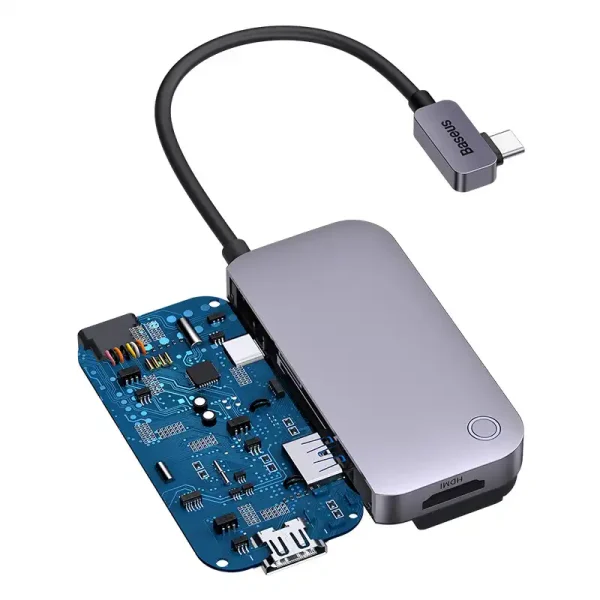 Hub 4in1 Baseus PadJoy Series USB-C to USB 3.0 + HDMI + USB-C PD + jack 3.5mm (Grey) - Image 4
