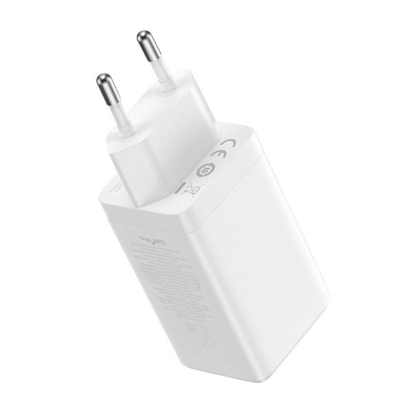 Wall charger Baseus GaN5 Pro 2xUSB-C + USB, 65W (white) — изображение 4