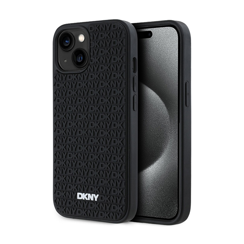 DKNY 3D Rubber Repeat Pattern - Case for iPhone 15 / 14 / 13 (Black)
