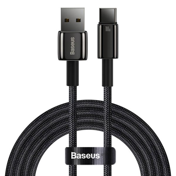 Baseus Tungsten Gold Cable USB to USB-C, 100W, 1m (black) - Image 2