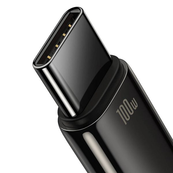 Baseus Tungsten Gold Cable USB to USB-C, 100W, 2m (black) - Image 4