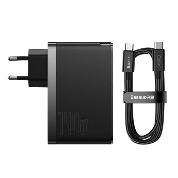 Wall charger Baseus GaN5 Pro 2xUSB-C + USB, 140W (black) — изображение 4
