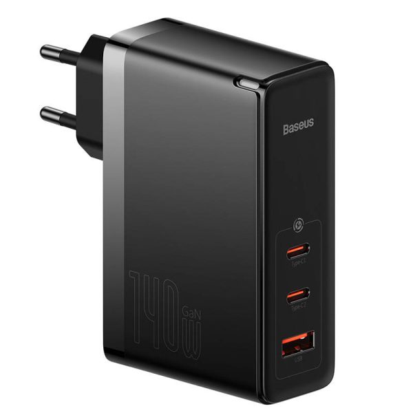 Wall charger Baseus GaN5 Pro 2xUSB-C + USB, 140W (black) — изображение 2