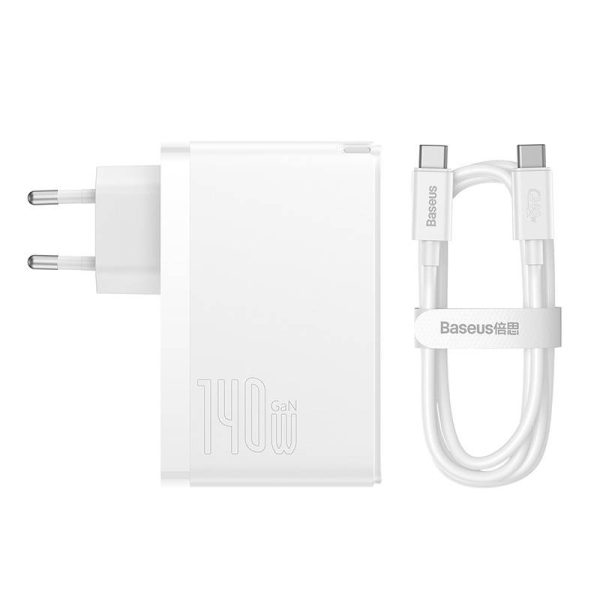 Wall charger Baseus GaN5 Pro 2xUSB-C + USB, 140W (white) — изображение 4
