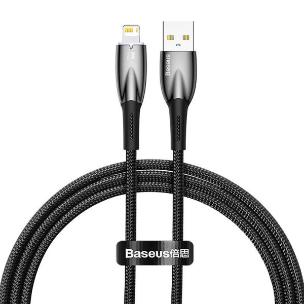 USB cable for Lightning Baseus Glimmer Series, 2.4A, 1m (Black) - Image 2