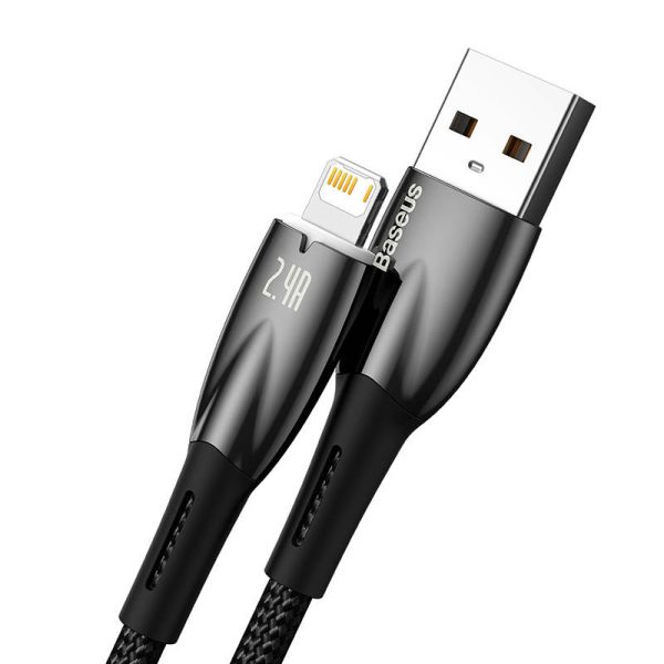 USB cable for Lightning Baseus Glimmer Series, 2.4A, 1m (Black) - Image 3
