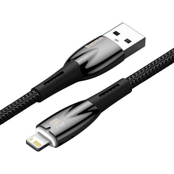 USB cable for Lightning Baseus Glimmer Series, 2.4A, 1m (Black) - Image 5